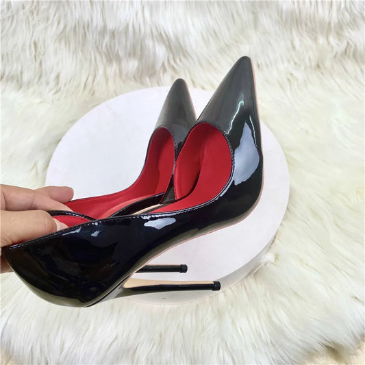 Black Patent Leather Women Stiletto Pumps Pointed Toe Sexy 8cm 10cm 12cm Customize 34-45 High Heels