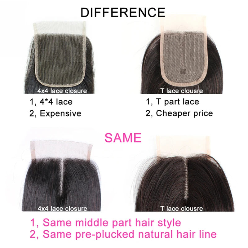 Brazilian Body Wave Bundles With Closure T Part Human Hair Closure with Bundles Short Body Wave Hair 4 Bundles With Closure