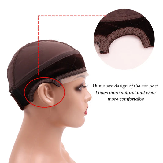 Female Headband Wig Cap Hd Lace Wig Cap For Wig Making U Part Wig Caps With Adjustable Velvet Wig Grip To Wear Wig Nude Hair Net