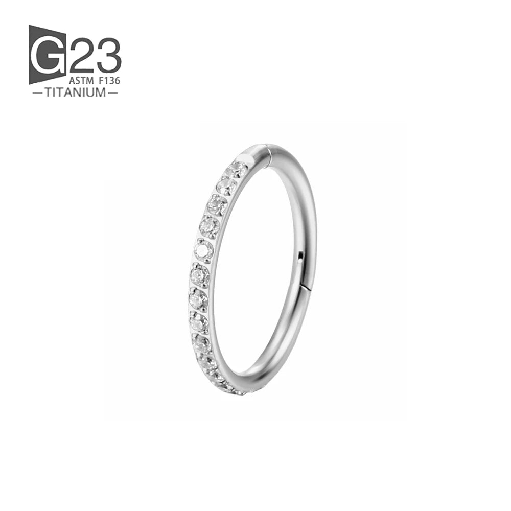 1/10Pcs G23 Titanium 14G/16G/18G Nose Rings Hinged Segment Ear Cartilage Tragus Earring Hoops Septum Clicker Piercing Jewelry