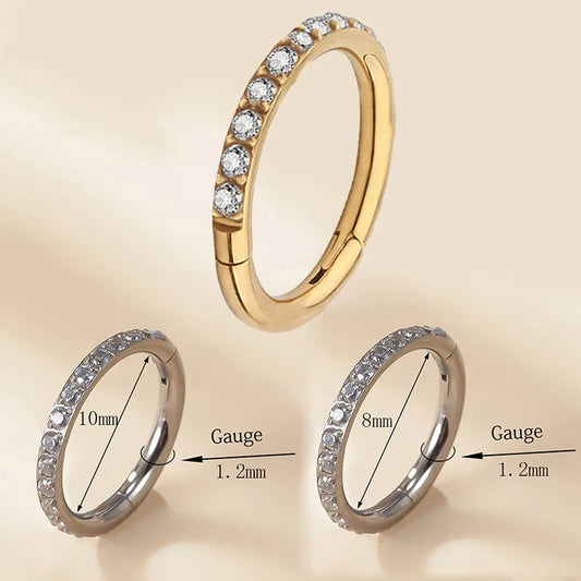 1/10Pcs G23 Titanium 14G/16G/18G Nose Rings Hinged Segment Ear Cartilage Tragus Earring Hoops Septum Clicker Piercing Jewelry