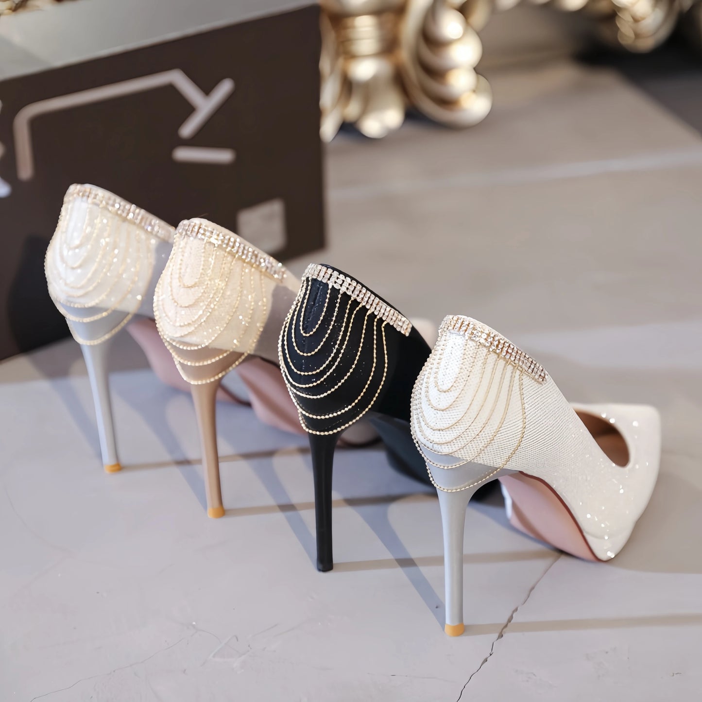 Women's High-heeled Shoes, Pointed Toe, Stiletto Heel, Low-cut, Rhinestone, Sexy and Elegant, Platform, Designer Women's Shoes