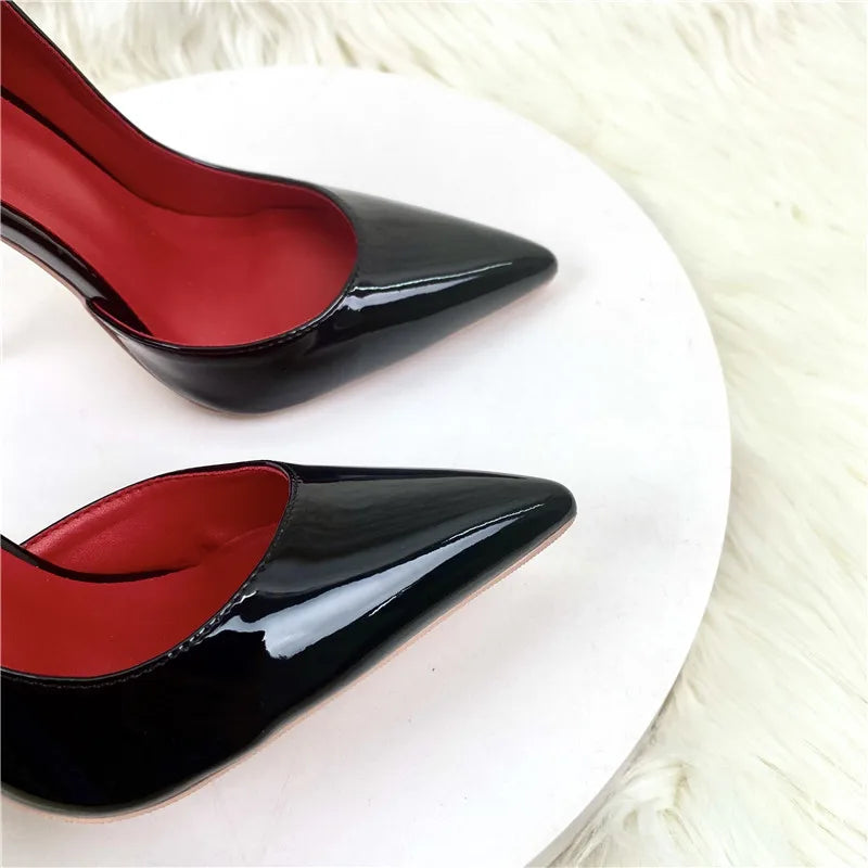 Black Patent Leather Women Stiletto Pumps Pointed Toe Sexy 8cm 10cm 12cm Customize 34-45 High Heels