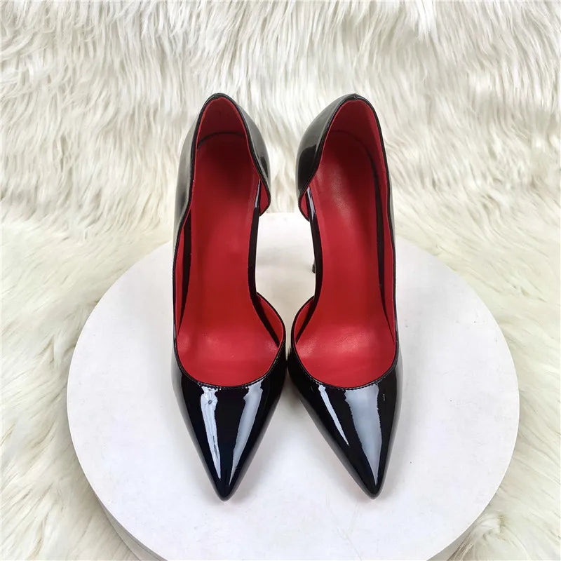 Black Patent Leather Women Stiletto Pumps Pointed Toe Sexy 8cm 10cm 12cm Customize 34-45 High Heels