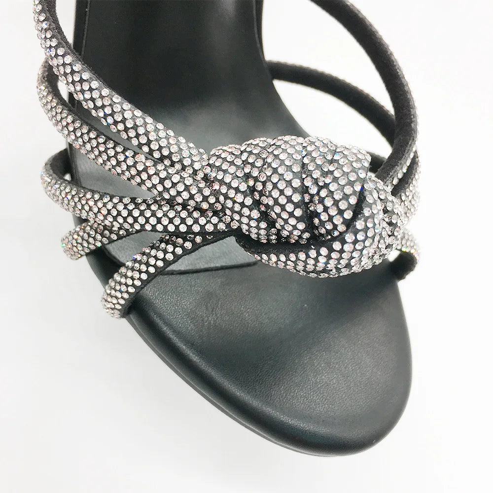 2025 Strap Water Diamond Fine Heel Plus Women's Party Fashion Show High Heels Slippers Fashion Versatile Outfit