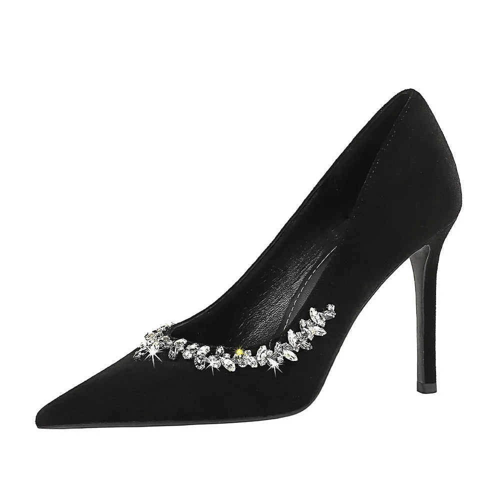 New Arrival Pointed High Heels Suede Banquet Fashion Thin Heel Women's Shoes High Heels