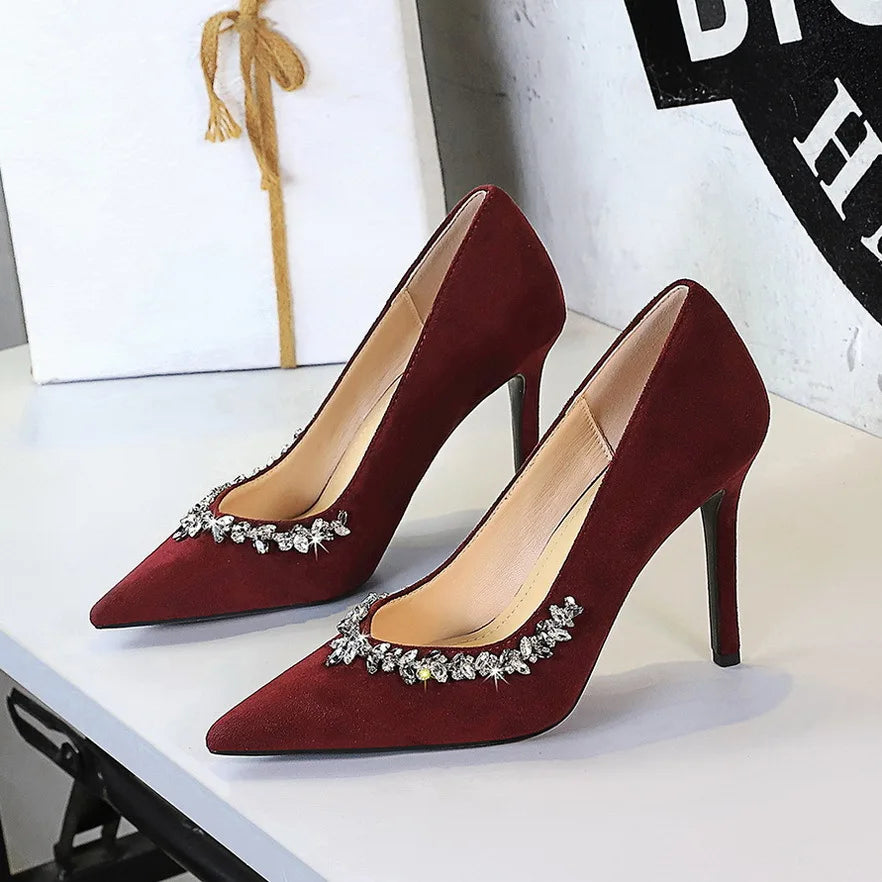 New Arrival Pointed High Heels Suede Banquet Fashion Thin Heel Women's Shoes High Heels