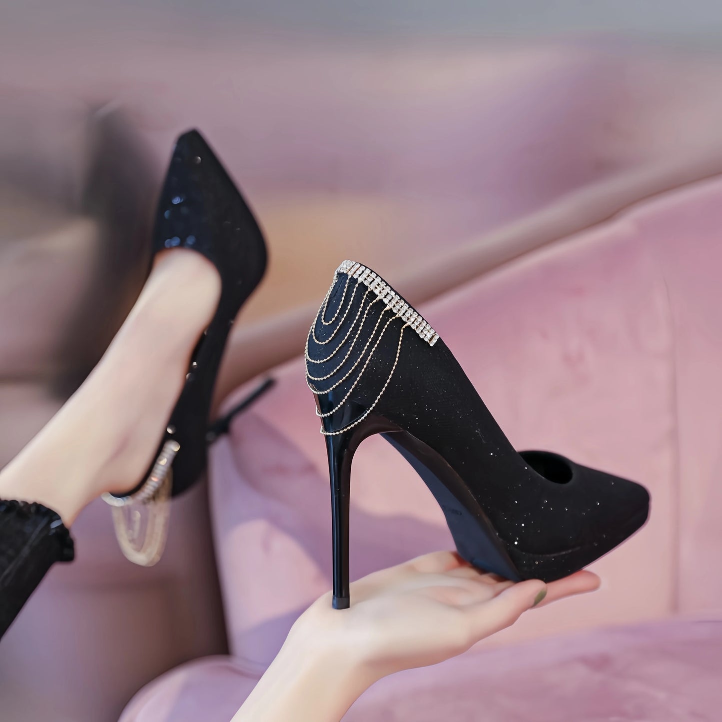 Women's High-heeled Shoes, Pointed Toe, Stiletto Heel, Low-cut, Rhinestone, Sexy and Elegant, Platform, Designer Women's Shoes