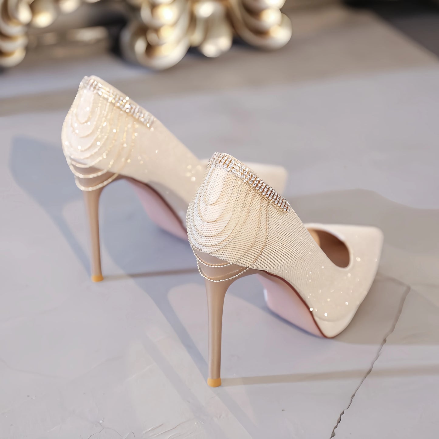Women's High-heeled Shoes, Pointed Toe, Stiletto Heel, Low-cut, Rhinestone, Sexy and Elegant, Platform, Designer Women's Shoes