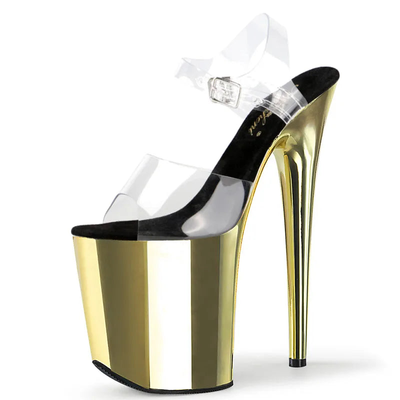 Platform Luminous Shoes 20cm Fetish Platform Sexy ShoesNew 8-inch High Heels pink Shiny Bridal Wedding Shoes