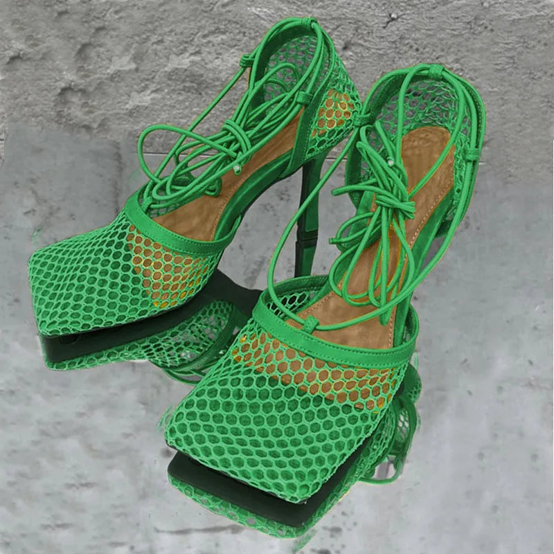 Wholesale Hot Selling Custom logo Fashion Female Green Luxury Designer Shoes Ladies Women Heels Heeled Sandals