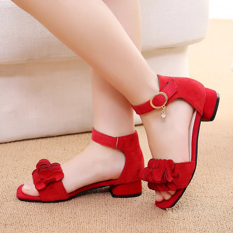 Children's Sandals Girls Shoes Summer New With Heel Princess Beach Shoes Big Kids Black Shoes