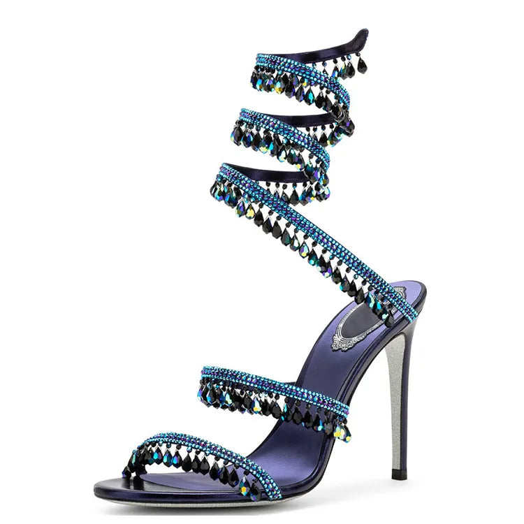 Pink Sandalias De Tacon Open Toe Ankle Wrap Stiletto Fashion 2025  New Spiral Heels