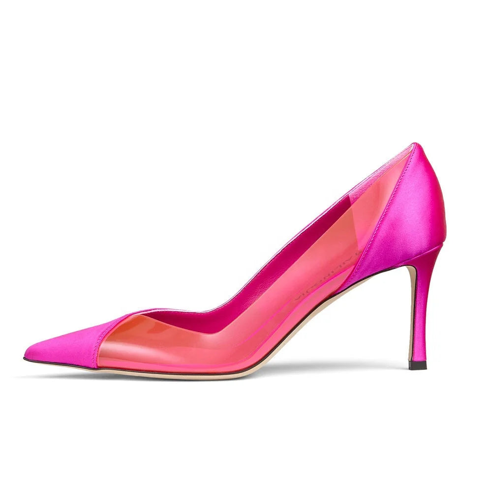 Women's Stitching High Heels Pointed Toe Pumps Mature Daily Fashion Stiletto Elegant All-match Ladies Shoes