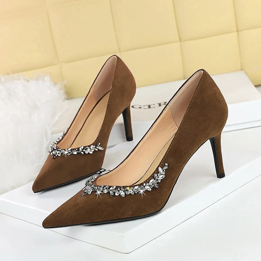 New Arrival Pointed High Heels Suede Banquet Fashion Thin Heel Women's Shoes High Heels