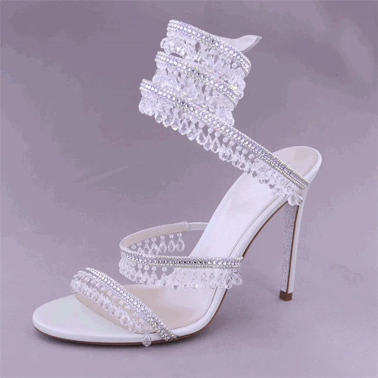 Pink Sandalias De Tacon Open Toe Ankle Wrap Stiletto Fashion 2025  New Spiral Heels