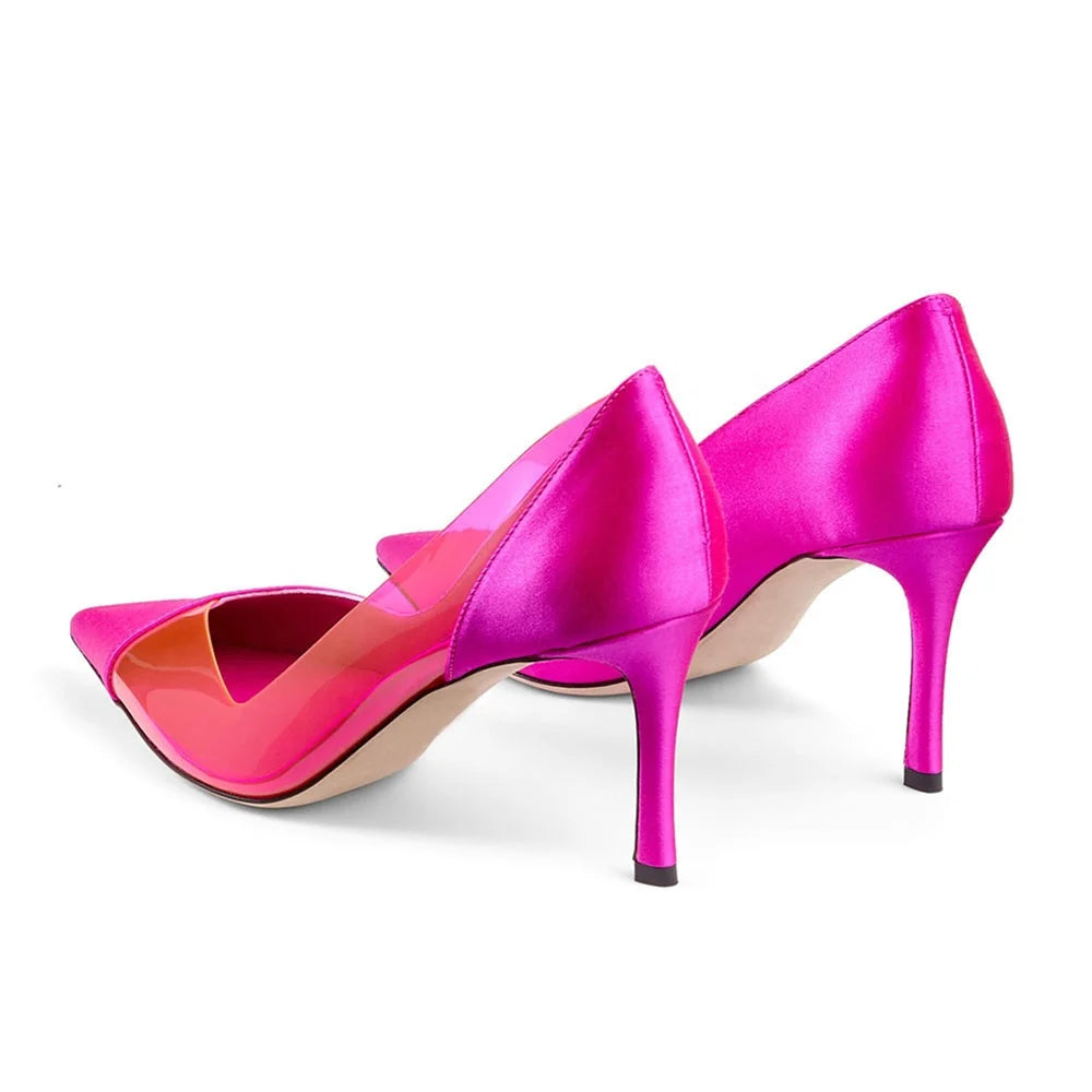 Women's Stitching High Heels Pointed Toe Pumps Mature Daily Fashion Stiletto Elegant All-match Ladies Shoes