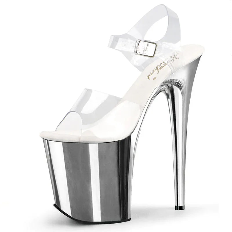 Platform Luminous Shoes 20cm Fetish Platform Sexy ShoesNew 8-inch High Heels pink Shiny Bridal Wedding Shoes
