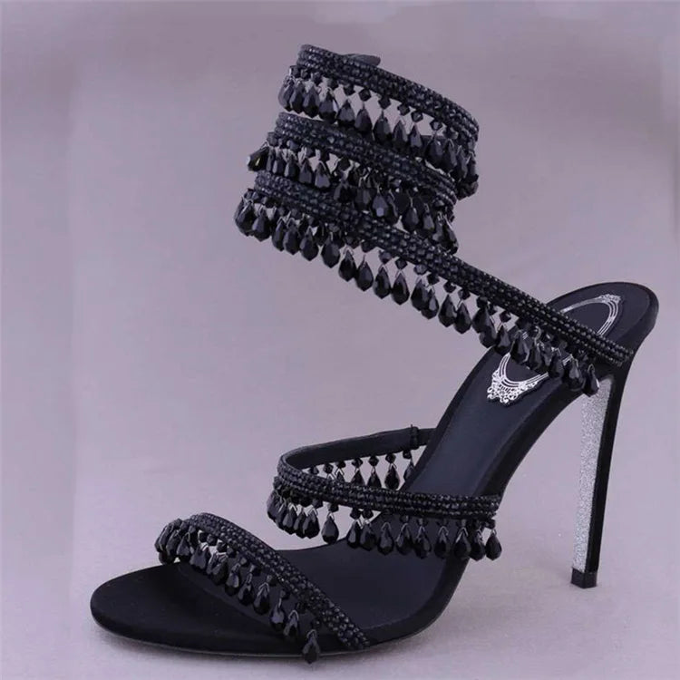 Pink Sandalias De Tacon Open Toe Ankle Wrap Stiletto Fashion 2025  New Spiral Heels