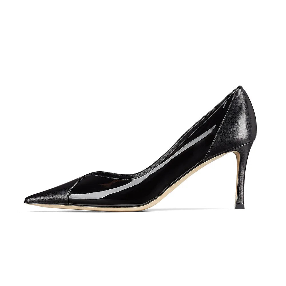 Women's Stitching High Heels Pointed Toe Pumps Mature Daily Fashion Stiletto Elegant All-match Ladies Shoes
