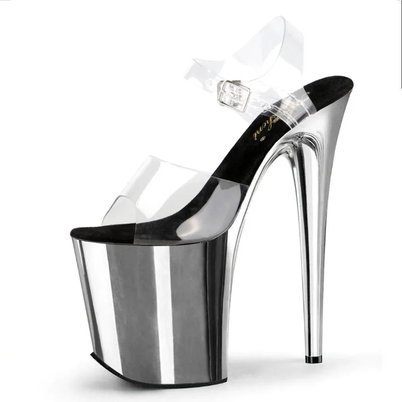 Platform Luminous Shoes 20cm Fetish Platform Sexy ShoesNew 8-inch High Heels pink Shiny Bridal Wedding Shoes