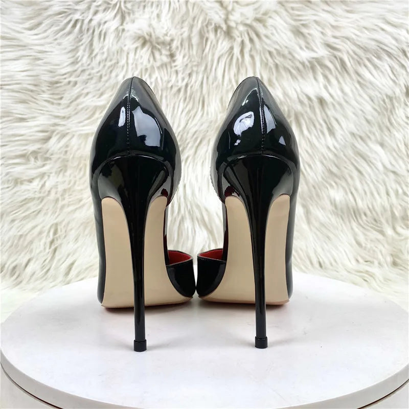 Black Patent Leather Women Stiletto Pumps Pointed Toe Sexy 8cm 10cm 12cm Customize 34-45 High Heels