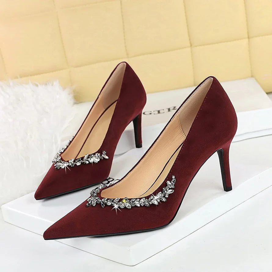 New Arrival Pointed High Heels Suede Banquet Fashion Thin Heel Women's Shoes High Heels