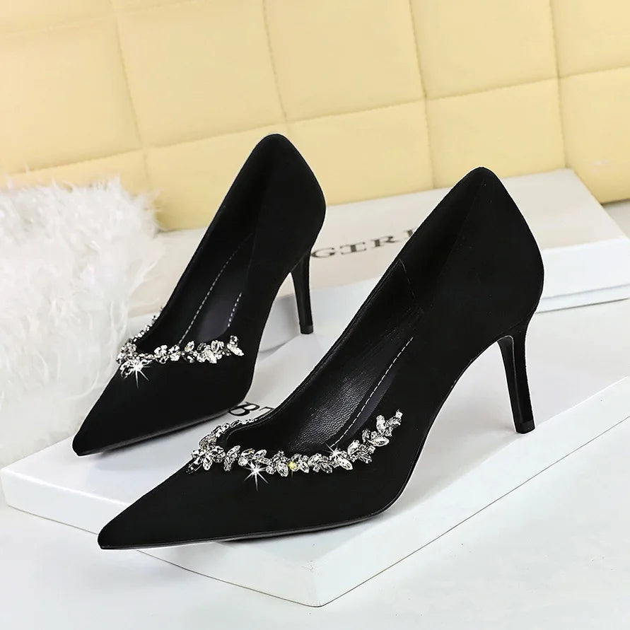 New Arrival Pointed High Heels Suede Banquet Fashion Thin Heel Women's Shoes High Heels