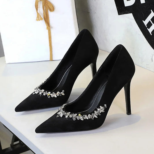 New Arrival Pointed High Heels Suede Banquet Fashion Thin Heel Women's Shoes High Heels