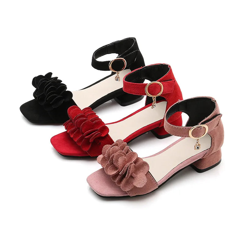 Children's Sandals Girls Shoes Summer New With Heel Princess Beach Shoes Big Kids Black Shoes