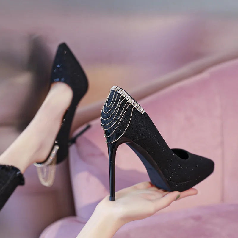 Women's High-heeled Shoes, Pointed Toe, Stiletto Heel, Low-cut, Rhinestone, Sexy and Elegant, Platform, Designer Women's Shoes