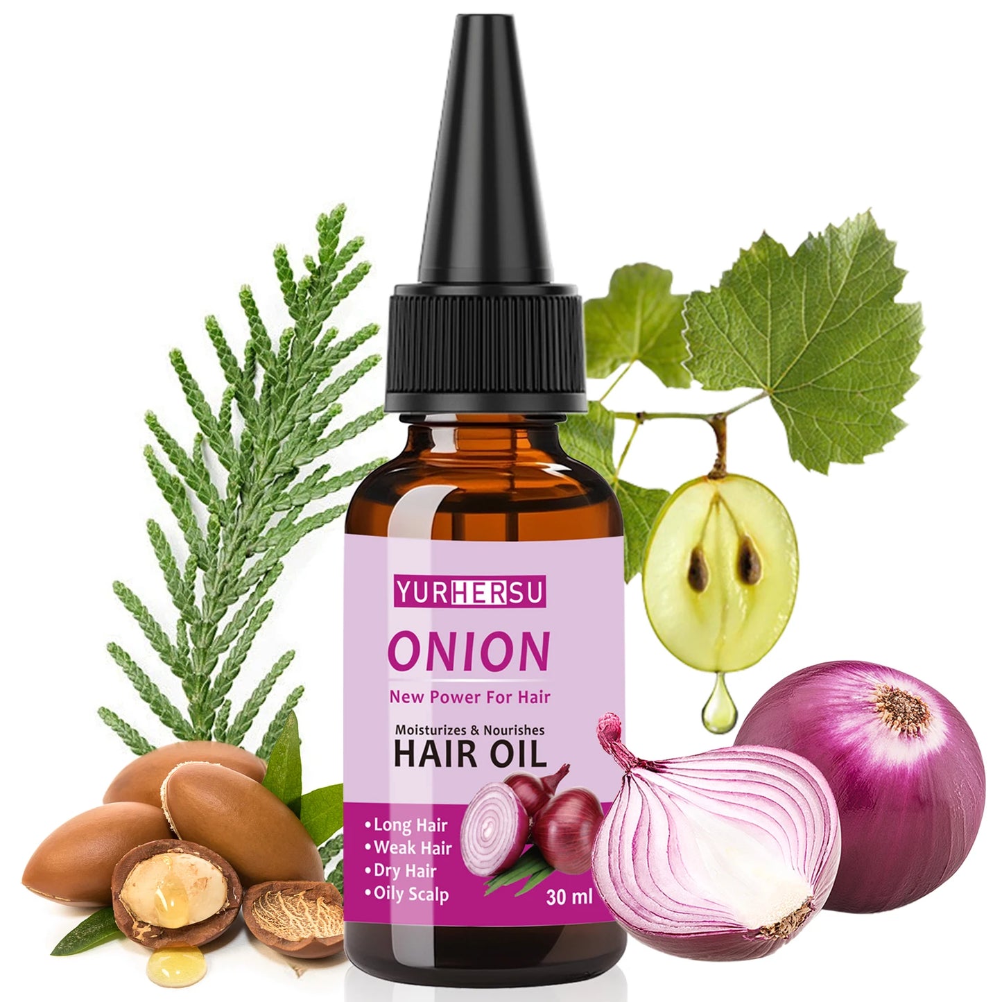 Onion Hair Oil for Growth, Stops Baldness, Promotes Healthy & Shiny Hair, 100% Pure Natural Hair Care Treatment