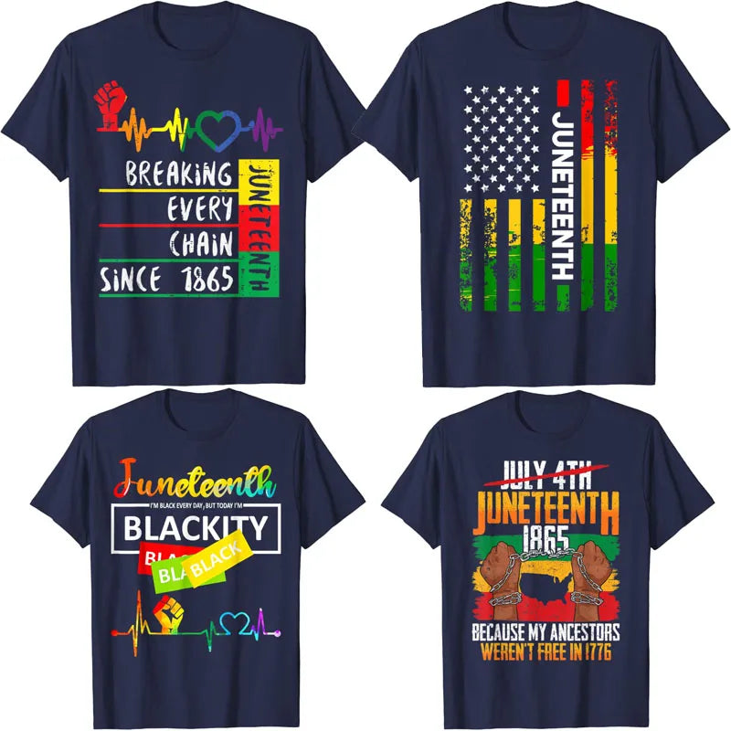 Juneteenth Blackity Heartbeat Black History African America T-Shirt Breaking Every Chain Since 1865 June 19 US Flag Tee Top