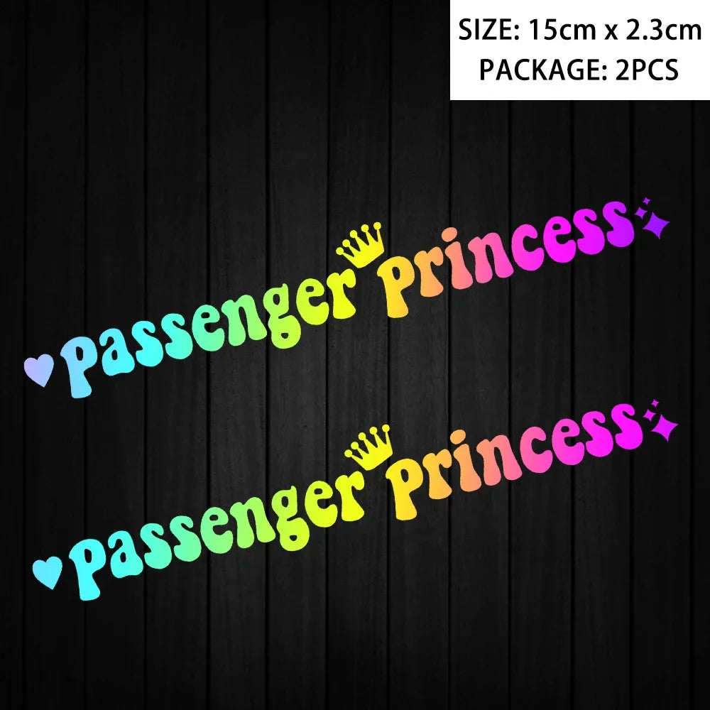 Passenger Princess Reflective Moto Stickers Decor Motorcycle Scooter Auto Body Head Windshield Tank Fender Accessories Decal