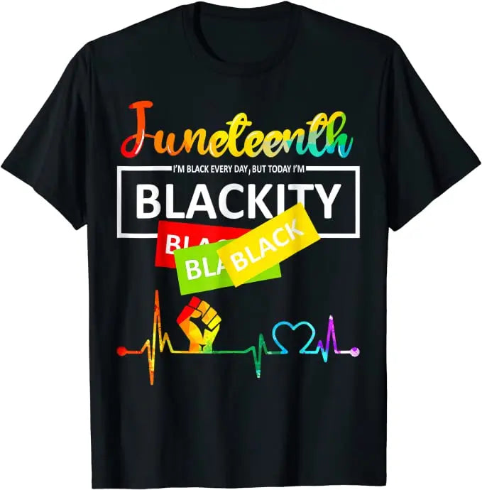 Juneteenth Blackity Heartbeat Black History African America T-Shirt Breaking Every Chain Since 1865 June 19 US Flag Tee Top