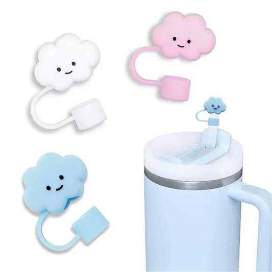 Cute Clouds Straw Covers Cap Reusable Silicone Straw Toppers For  Cup Leak-proof Dust Proof Straws Cover water bottle cover bag
