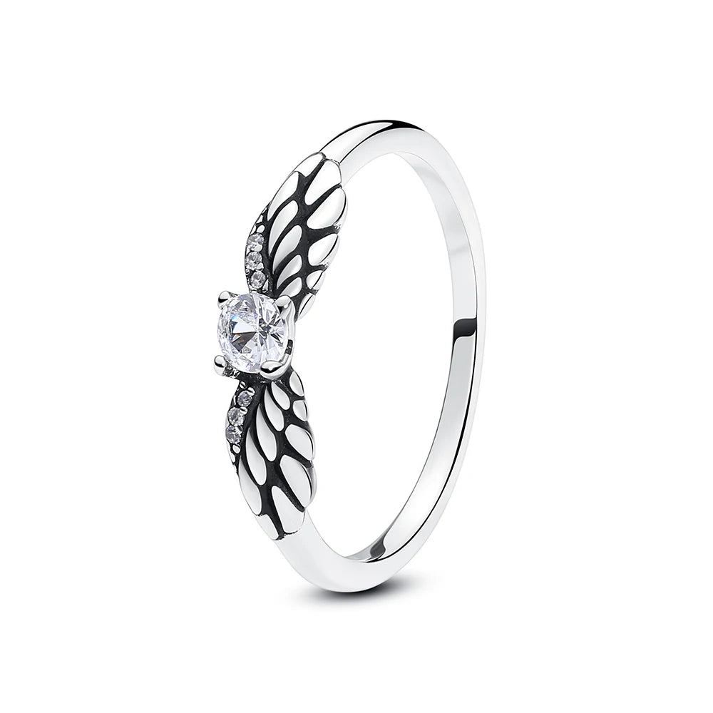 925 Sterling Silver Rings For Women Original Crown Love Heart Wishbone Engagement Wedding Rose Gold Crystal Ring Luxury Jewelry