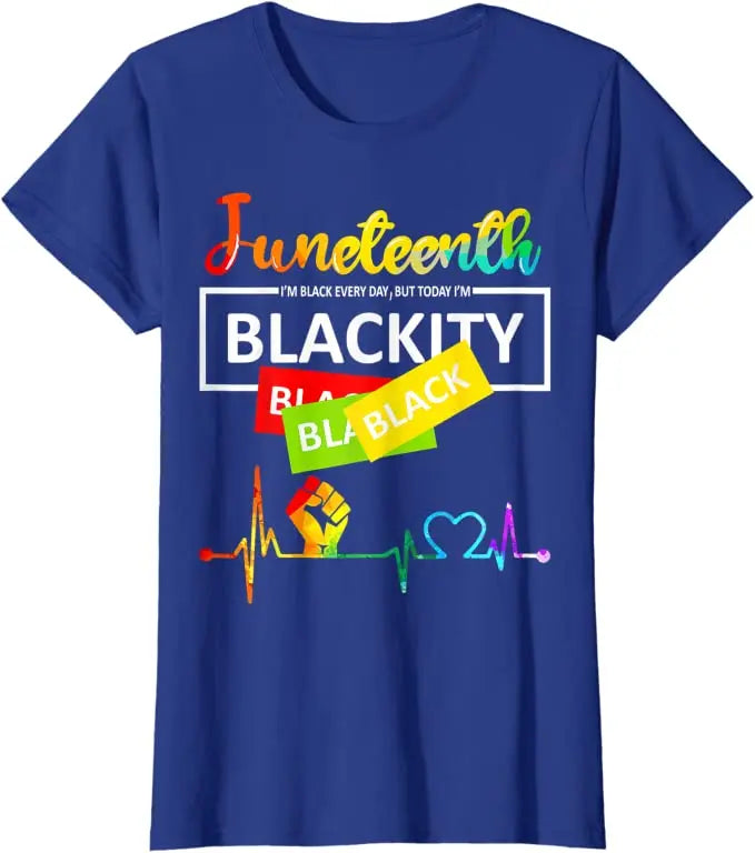 Juneteenth Blackity Heartbeat Black History African America T-Shirt Breaking Every Chain Since 1865 June 19 US Flag Tee Top