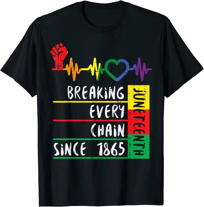 Juneteenth Blackity Heartbeat Black History African America T-Shirt Breaking Every Chain Since 1865 June 19 US Flag Tee Top
