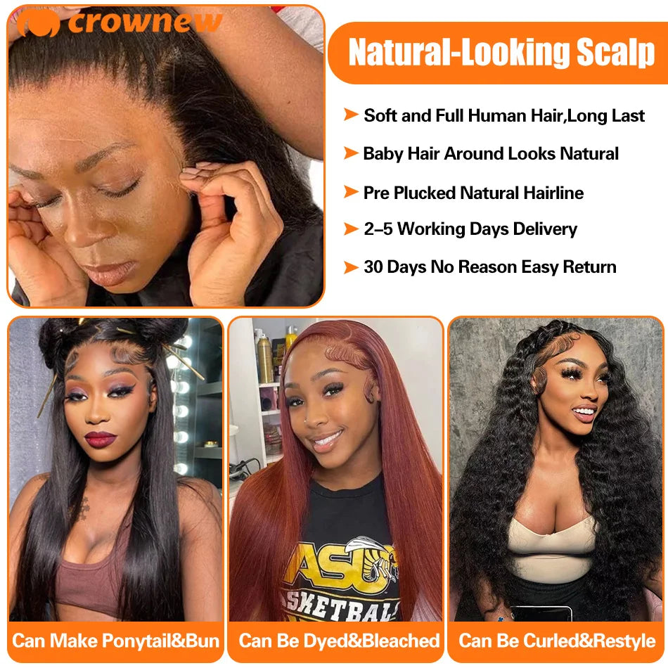 Straight Lace Front Wigs Human Hair 13x4 13x6 HD Lace Frontal Wigs Human Hair 200% Real 34" Straight Human Hair Wigs Pre plucked