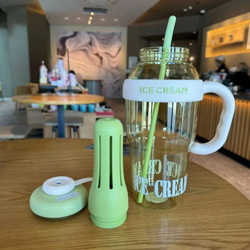 Trendy Oversized Tumbler - 32oz Summer Cup with Straw & Leakproof Lid - Cute Lucky Print Design for Travel, Beach & Outdoor