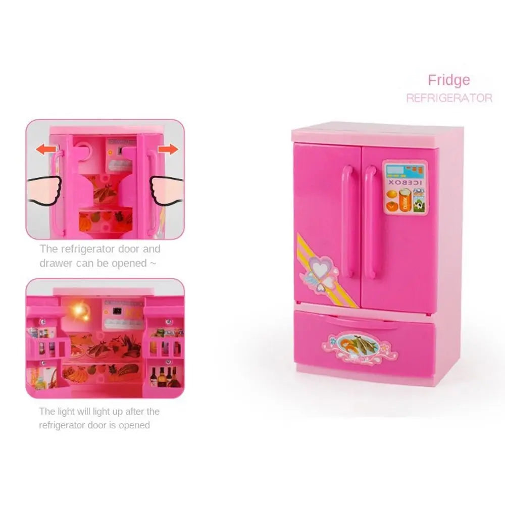 Children's Simulated Kitchen Play House Small Appliances Refrigerator Microwave Hair Dryer Coffee Machine Electric Kettle Toys
