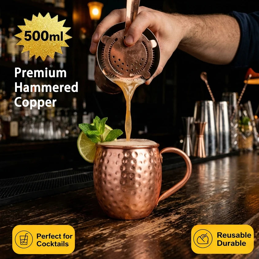 500ml 100% Copper Cups Pure Solid  Moscow Mule PURE Copper Mugs-Shaped 17oz Cocktail Cups Beer Milk Mug Drinkware