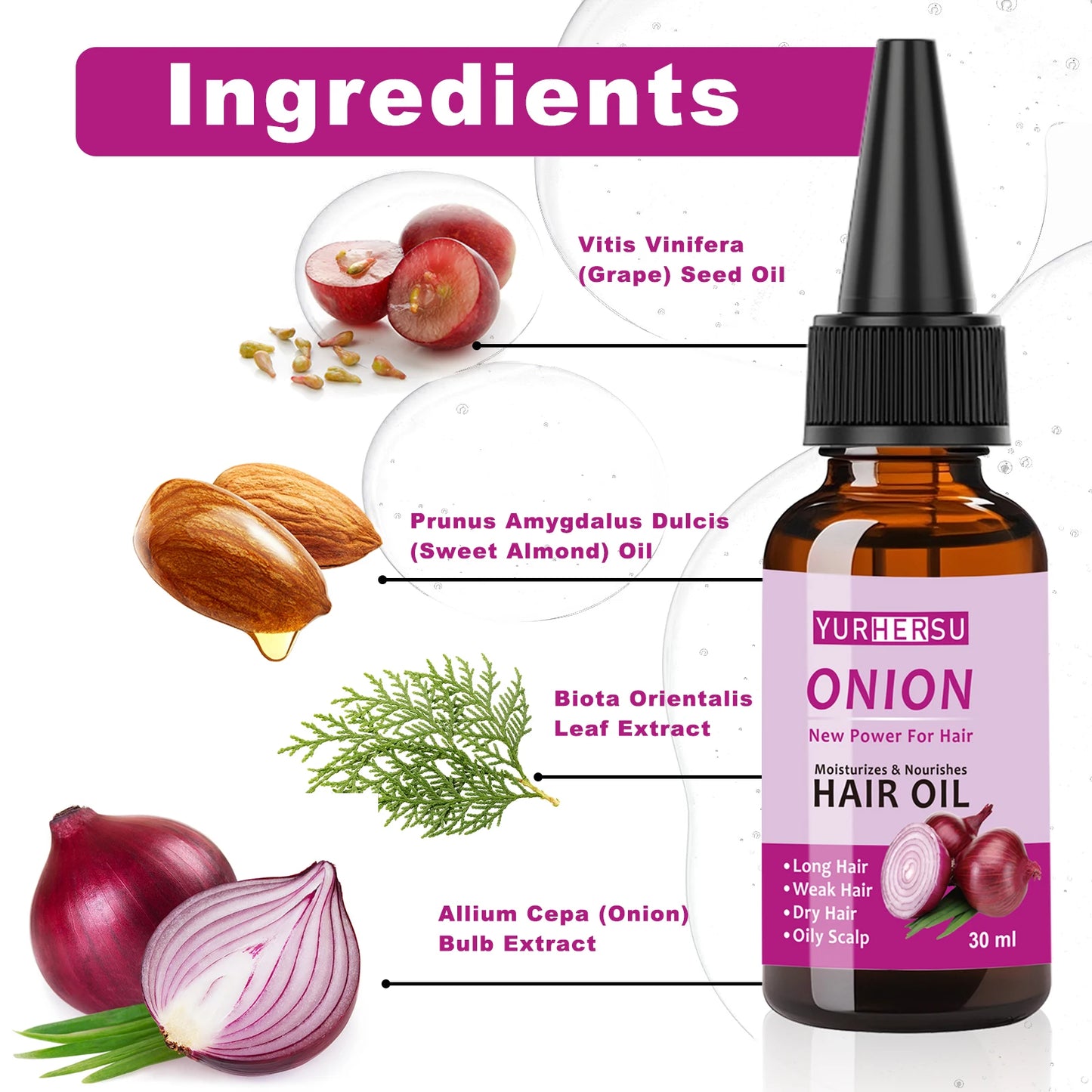 Onion Hair Oil for Growth, Stops Baldness, Promotes Healthy & Shiny Hair, 100% Pure Natural Hair Care Treatment