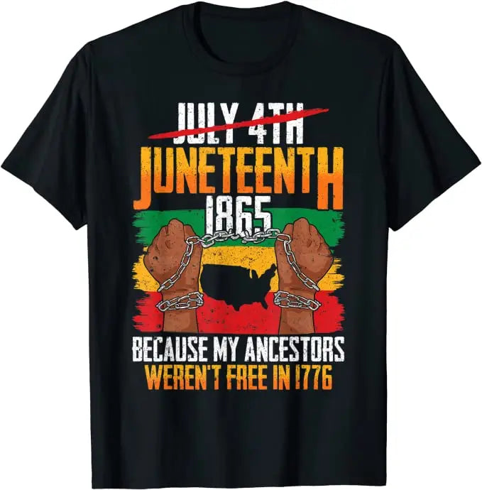 Juneteenth Blackity Heartbeat Black History African America T-Shirt Breaking Every Chain Since 1865 June 19 US Flag Tee Top