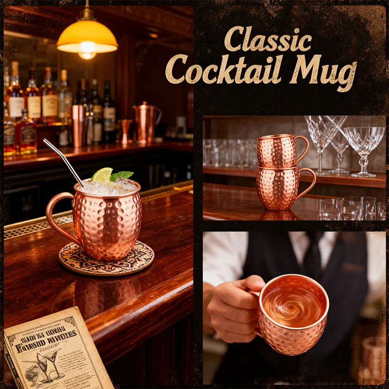 500ml 100% Copper Cups Pure Solid  Moscow Mule PURE Copper Mugs-Shaped 17oz Cocktail Cups Beer Milk Mug Drinkware