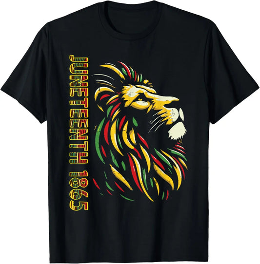 "Juneteenth 1865 African Lion" Freedom Celebration Graphic Tee Men Women Vintage June 19th T-shirts Gifts
