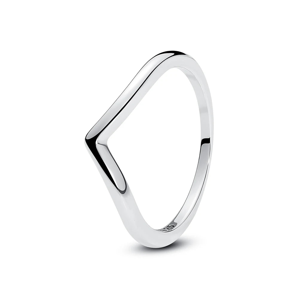 925 Sterling Silver Rings For Women Original Crown Love Heart Wishbone Engagement Wedding Rose Gold Crystal Ring Luxury Jewelry