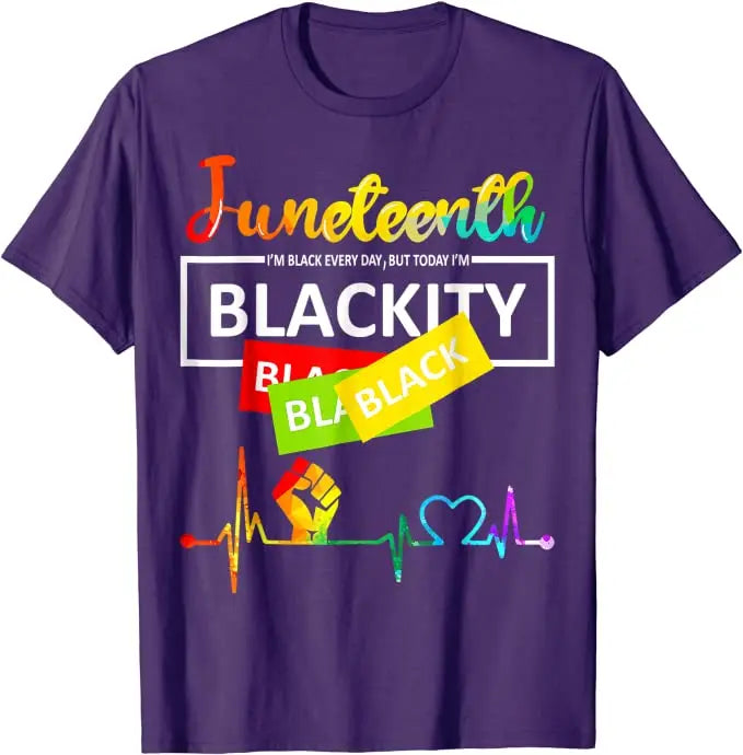 Juneteenth Blackity Heartbeat Black History African America T-Shirt Breaking Every Chain Since 1865 June 19 US Flag Tee Top