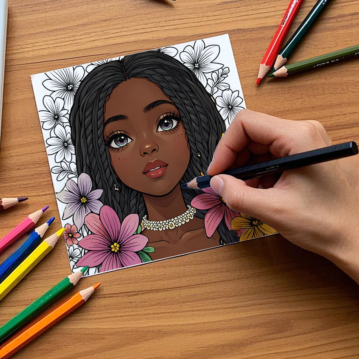 Black Beauty Coloring Book - Thick Pages for Creative Expression, Perfect for Dark-Skinned Girls